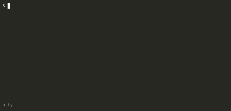 atty ghost-text: a dim inline suggestion completes the line, plus a numbered pick-list (Ctrl+1..9) of recent matches — here picking entry 2